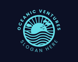 Sunrise Ocean Waves logo design