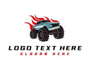 Off Road Vehicle - Monster Truck Flame logo design