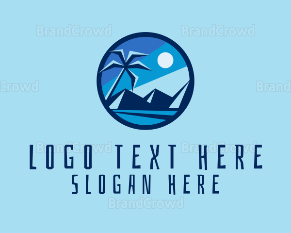 Mountain Beach Palm Tree Logo