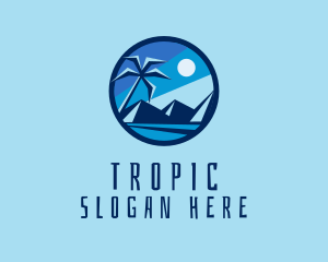 Mountain Beach Palm Tree logo design