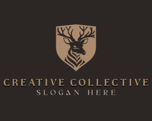 Deer Shield Elk logo design