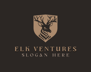 Deer Shield Elk logo design