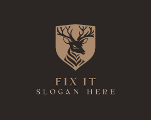 Deer Shield Elk logo design