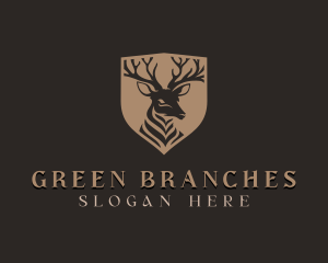 Deer Shield Elk logo design