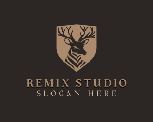 Deer Shield Elk logo design