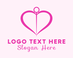 Needle - Pink Heart Needle logo design