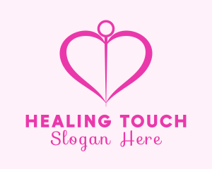 Pink Heart Needle logo design