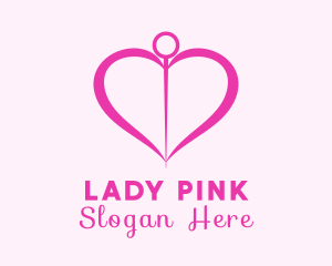 Pink Heart Needle logo design