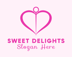 Pink Heart Needle logo design