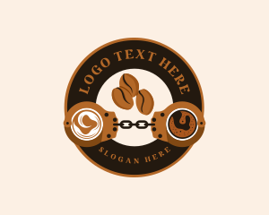 Coffee Roaster - Coffee Bean Handcuffs logo design