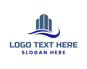 Modern - Blue Wave Building logo design