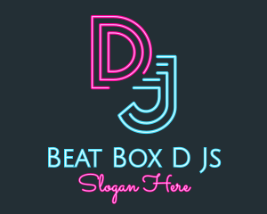 Dj - Neon Media Radio Station DJ logo design