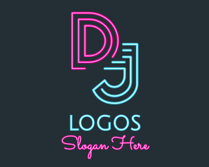 Disco - Neon Media Radio Station DJ logo design