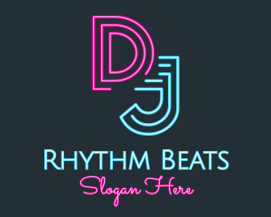 Edm - Neon Media Radio Station DJ logo design