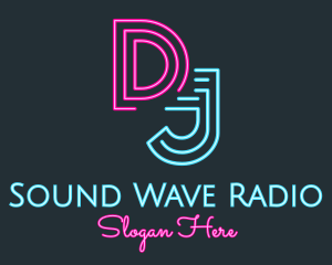 Radio Station - Neon Media Radio Station DJ logo design