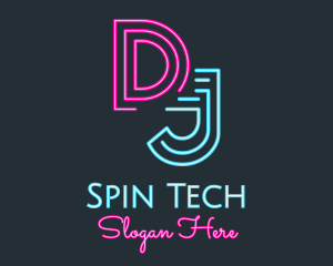 Turntable - Neon Media Radio Station DJ logo design