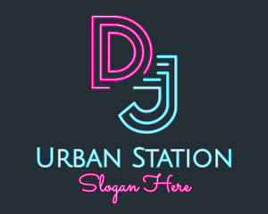 Neon Media Radio Station DJ logo design