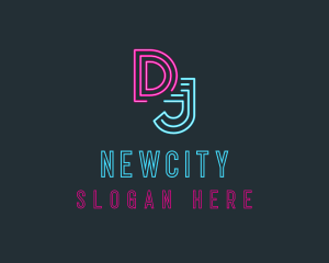 Neon Media Radio Station DJ logo design