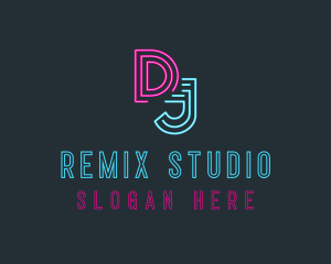 Neon Media Radio Station DJ logo design