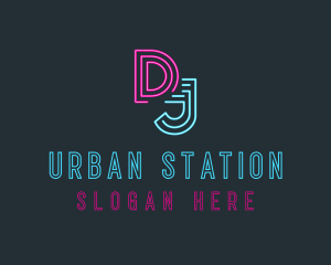 Neon Media Radio Station DJ logo design