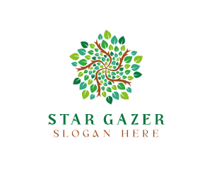 Leafy Star Tree logo design