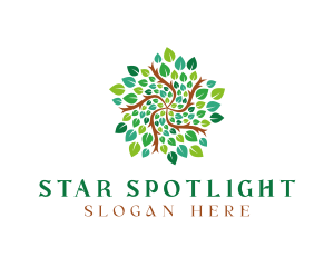 Leafy Star Tree logo design