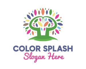 Colorful Tree Leaves logo design