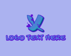 Music Studio - Graffiti Star Letter X logo design