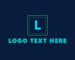 Tech - Glowing Neon Tech Startup logo design
