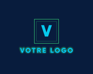 Glowing Neon Tech Startup  Logo