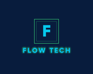 Glowing Neon Tech Startup  logo design