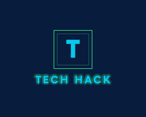 Glowing Neon Tech Startup  logo design