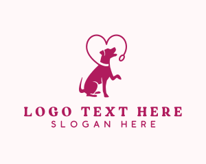 Pup - Dog Heart Leash logo design