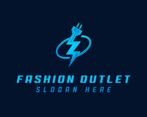 Outlet - Lightning Plug Electric logo design