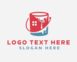 House Paint - Paint Roller & Bucket logo design