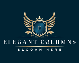 Elegant Crown Crest Wing logo design