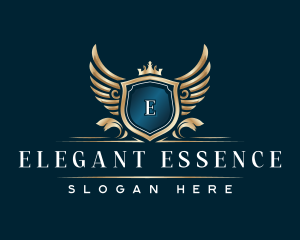 Elegant Crown Crest Wing logo design