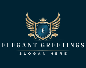 Elegant Crown Crest Wing logo design