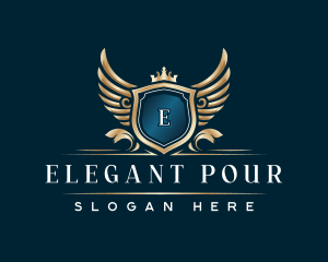 Elegant Crown Crest Wing logo design