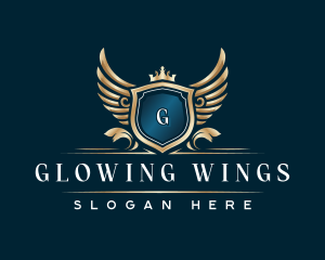 Elegant Crown Crest Wing logo design