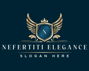 Elegant Crown Crest Wing logo design