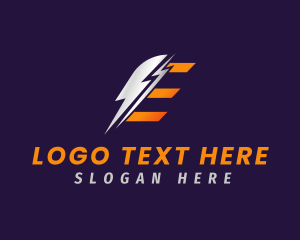 Bolt - Lightning Power Letter E logo design
