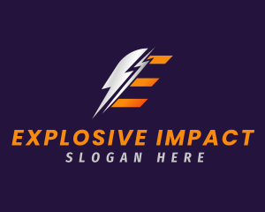 Lightning Power Letter E logo design