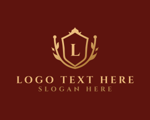 Leaf - Luxury Gold Shield Wreath, logo design