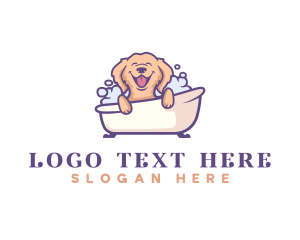 Animal - Golden Retriever Bathtub logo design