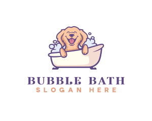 Bathtub - Golden Retriever Bathtub logo design