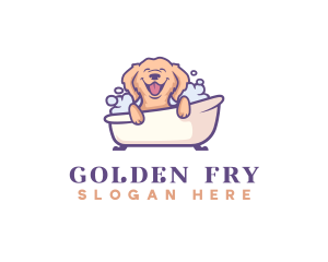 Golden Retriever Bathtub logo design