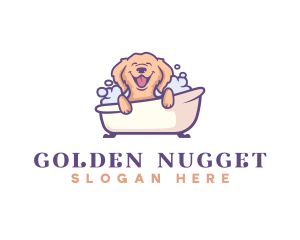 Golden Retriever Bathtub logo design