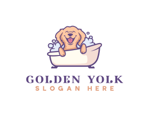 Golden Retriever Bathtub logo design