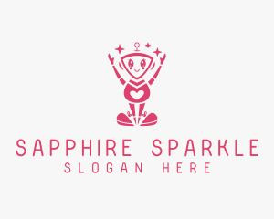 Happy Heart Sparkling  Robot logo design